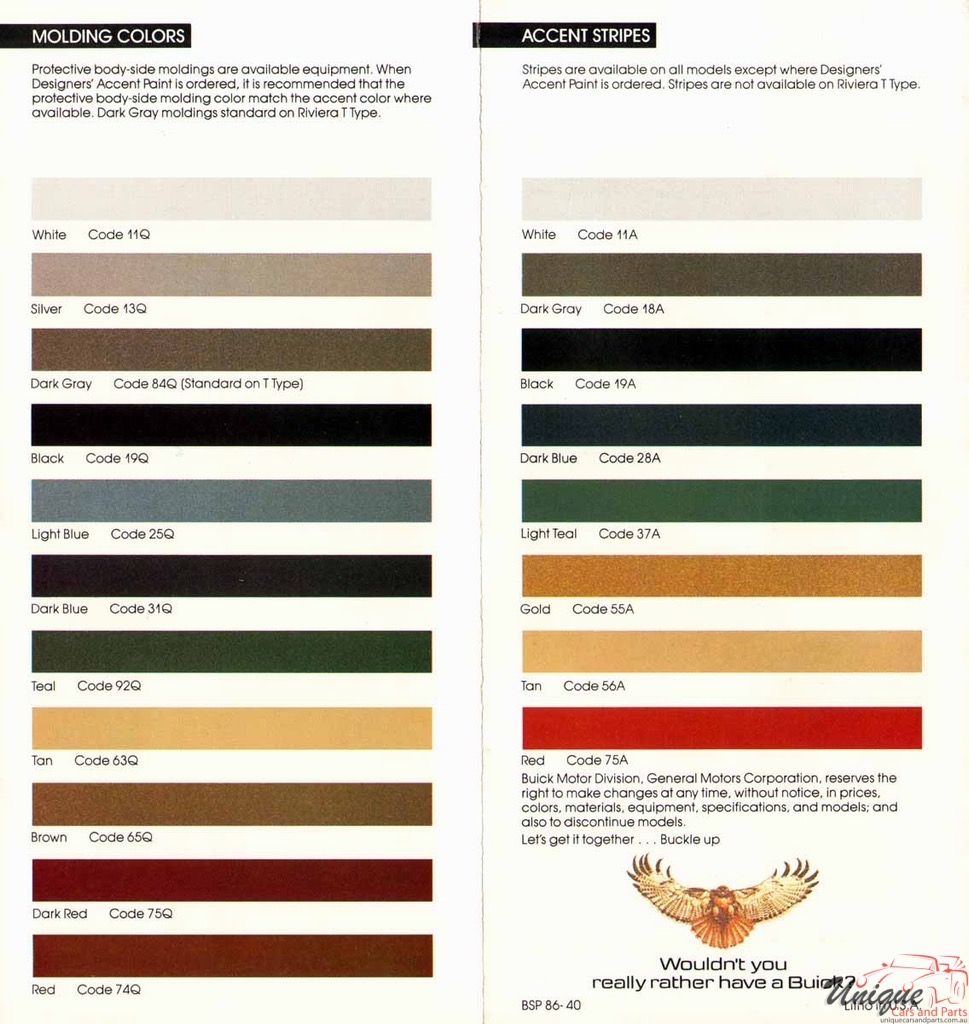1986 Buick Exterior Paint Chart Page 3